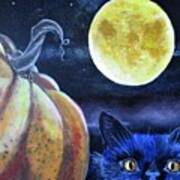 Harvest Moon Cat Blues Art Print