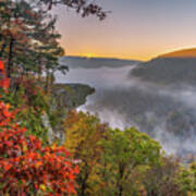 Hawksbill Crag Sunrise And Ozark National Forest Landscape In Autumn 1x1 Art Print