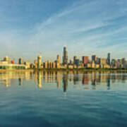 Hazy Golden Chicago Skyline Art Print