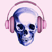 Headphones Skull Art Print