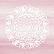 Heart Mandala On Blush Pink Watercolor #1 #decor #art Art Print