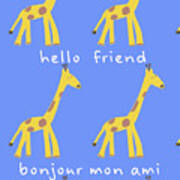 Hello Friend Giraffe Art Print