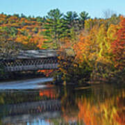 Henniker Covered Bridge In Fall Foliage Contoocook River Henniker Nh Art Print
