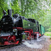 Historic Steam Locomotive And Coaches Art Print