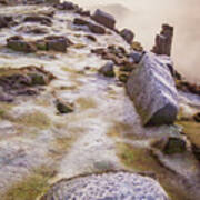 Hoar Frost And Freezing Fog On Froggatt Edge, Derbyshire Peak District, England Art Print