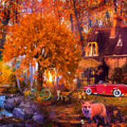 Hom For The Holidays With Car Art Print