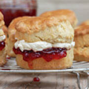 Homemade Scones With Jam And Cream Art Print