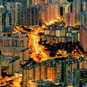 Hong Kong By Night Art Print