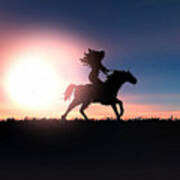 Horse Rider Sunset The West Art Print