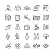 Human Resources And Recruitment Related Vector Line Icons Art Print