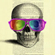 Human Skull With Rainbow Glasses Art Print