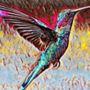 Hummingbird In Full Flight Art Print