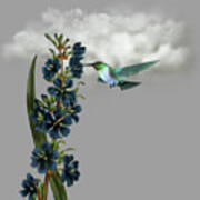 Hummingbird In The Garden Pane 1 Art Print