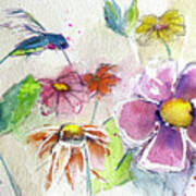 Hummingbird In The Garden Art Print