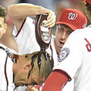 Ian Desmond, Max Scherzer, And Bryce Harper Art Print