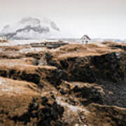 Lonely House In Winter Iceland #1 Art Print
