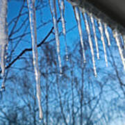 Icicles Against The Blue Sky. Art Print