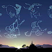 Image Of Astrology Signs In Sky Art Print
