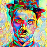 Charlie Chaplin In Vibrant Painterly Colors 20200516a Art Print