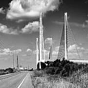 Indian River Bridge Northbound In Black And White Art Print