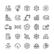 Industry 4.0 Related Vector Line Icons Art Print