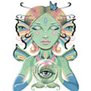 Insect Girl, Flutter With Crystal Ball Art Print