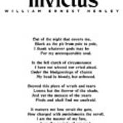 Invictus, William Ernest Henley - Typography Print 01 Art Print