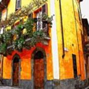 Italian Streets In Yellow In Iseo Italy Art Print