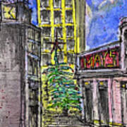 Holiday In The City 1 - Ink And Watercolor Illustration Art Print