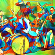 Jazz Band of The Roaring 1920s in Contemporary Vibrant Painterly Colors  20200516v6 Canvas Print