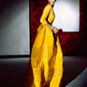 Jean Patchett In Lemon Yellow Evening Dress Art Print