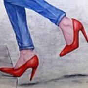 Jeans And Red Heels Art Print