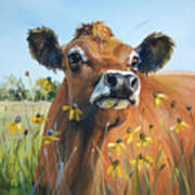 Suzy - Jersey Cow Painting Art Print