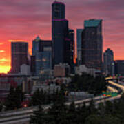 Jose Rizal Bridge Cityscape Sunset Art Print