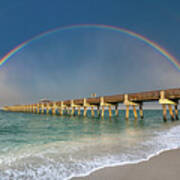 Juno Beach Pier Rainbow June 19 2020 Art Print