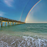 Juno Beach Pier The End Of The Rainbow Art Print