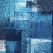 Surfaces 17 - Cyan, White And Dark Blue Art Print