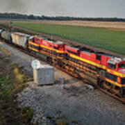 Kansas City Southern 4054 And 4744 Lead Loaded Ethanol Train Art Print