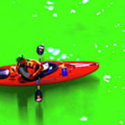 Kayak Green Water St Patricks Day Chicago Art Print