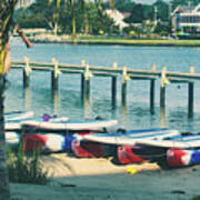 Kayaks By The Pier - Rehoboth Bay Art Print