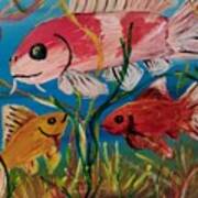Koi And Goldfish Scene Art Print