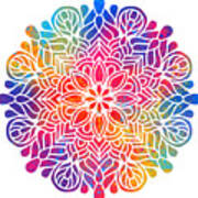 Kurama - Colorful Vibrant Rainbow Mandala Pattern Art Print