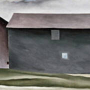 Lake George Barns - Modernist Village View Painting Art Print