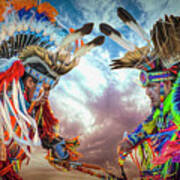 Lakota Ceremonial Dance - Brush Art Print
