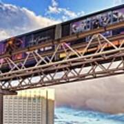 Las Vegas Monorail Riding Above The City Art Print