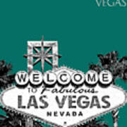 Las Vegas Welcome To Las Vegas - Sea Green Art Print