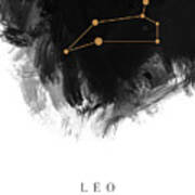 Leo Zodiac Sign - Minimal Print - Zodiac, Constellation, Astrology, Good Luck, Night Sky - Black Art Print