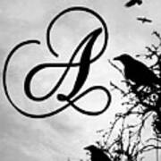 Letter A Design 43 Crow Birds Art Print