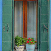 Light Blue Burano Window Art Print