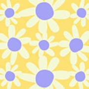 Light Steel Blue Daisy Floral Pattern Design Art Print